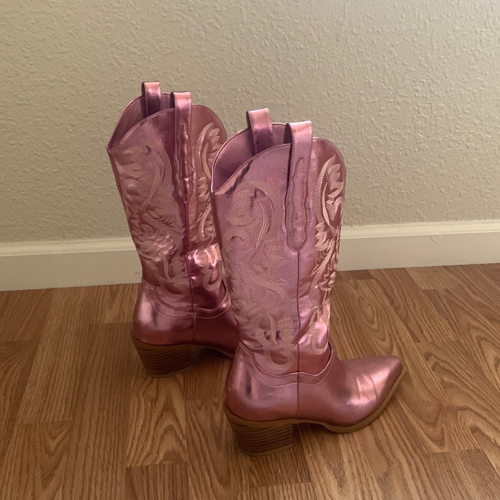 Pink Metallic Boots